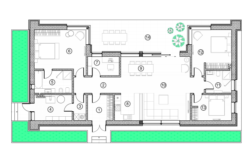 Plan maison en l plain pied 3 chambres 